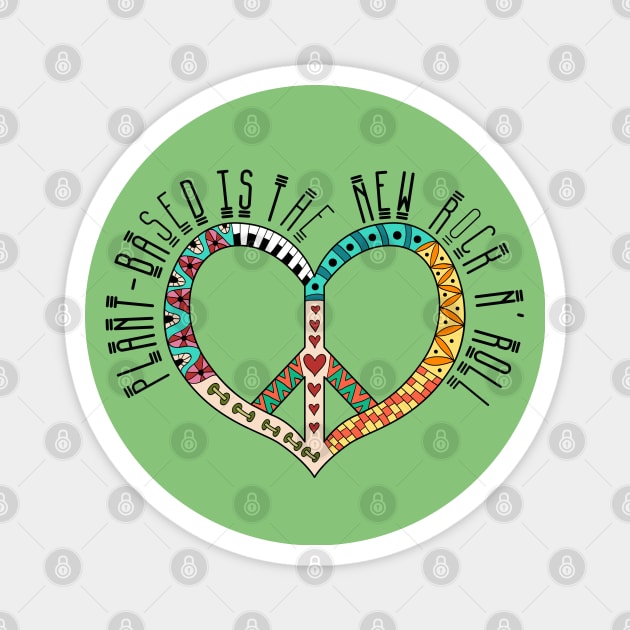 Cool Retro Heart for the Plant-based, Vegetarian or Vegan Magnet by Dibble Dabble Designs